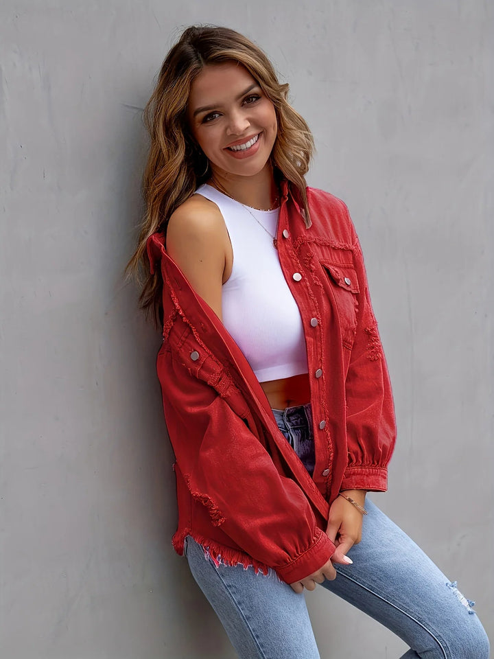 Midtown Distressed Denim Shirt Jacket