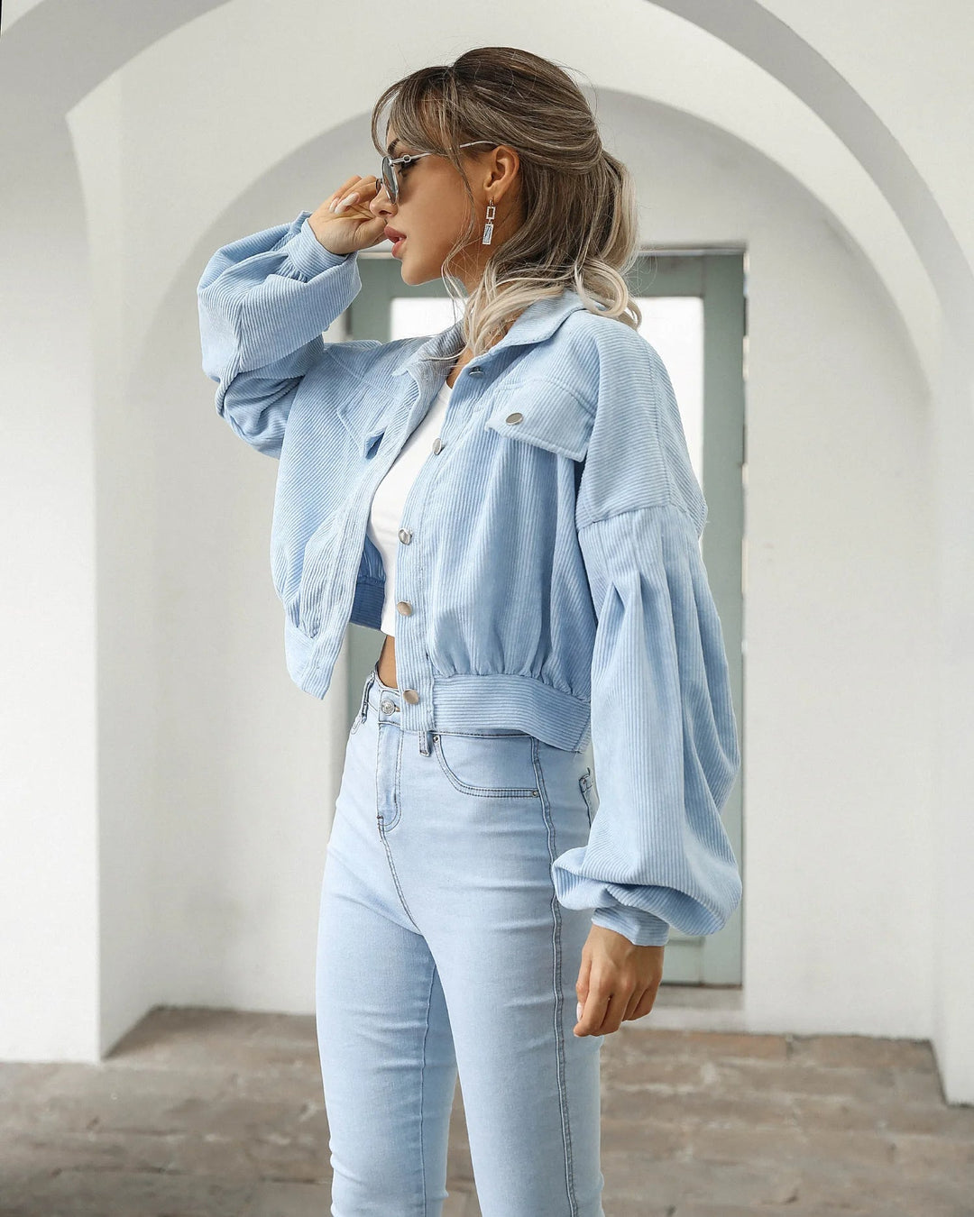 Velour Corduroy Cropped Jacket