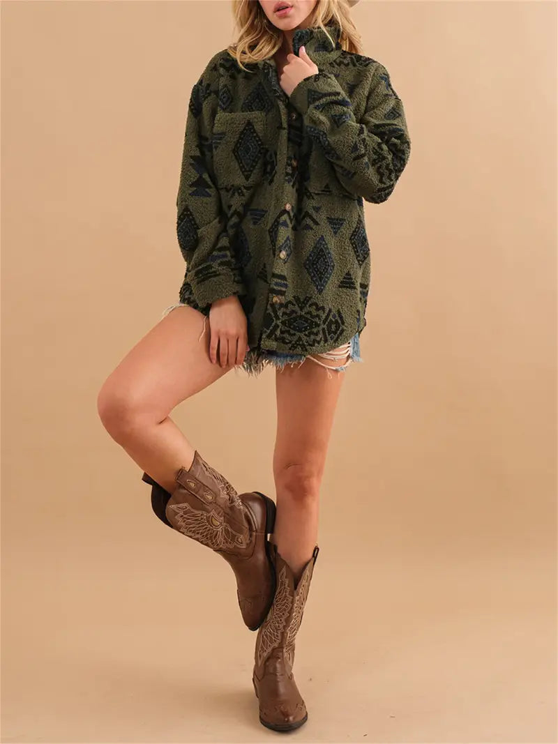 Navajo Hooded Fleece Coat