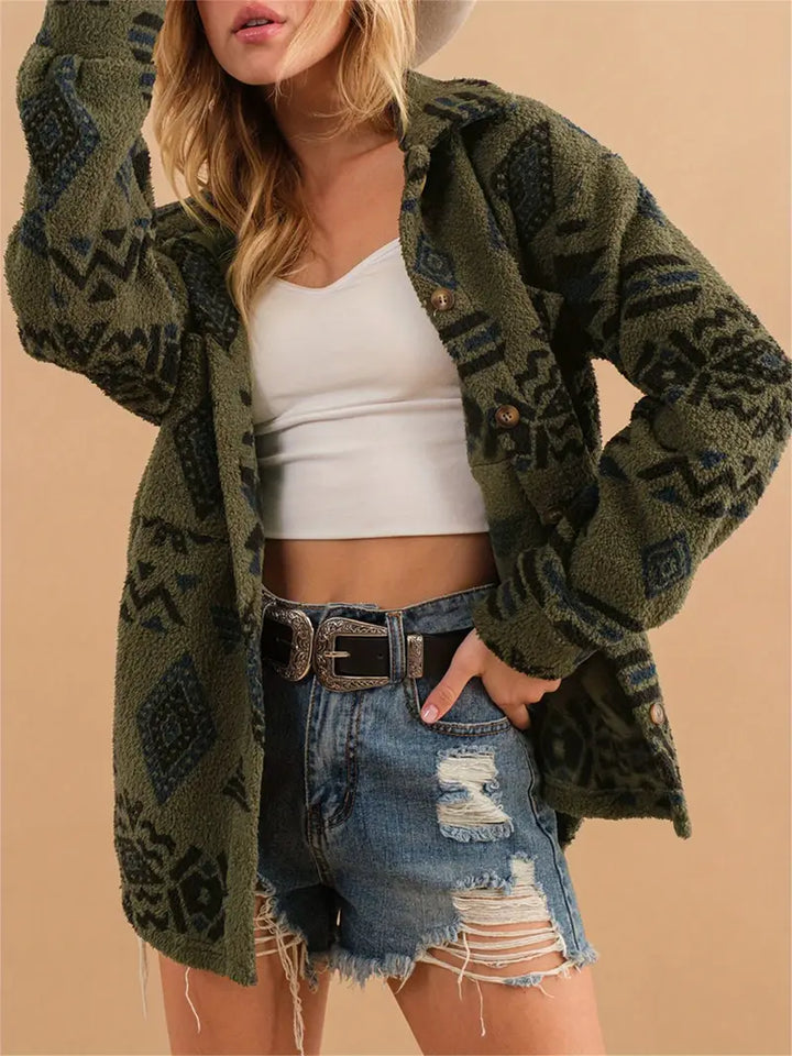 Navajo Hooded Fleece Coat