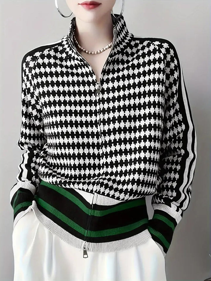 Isabella Houndstooth Zip-Up