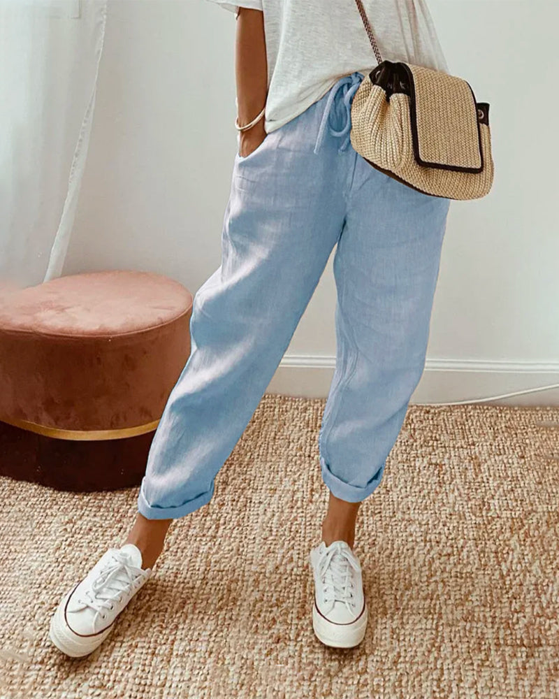 Pantalon En Lin Anti-Transpiration Décontracté & Élégantshop_this_look_EcLGgQ