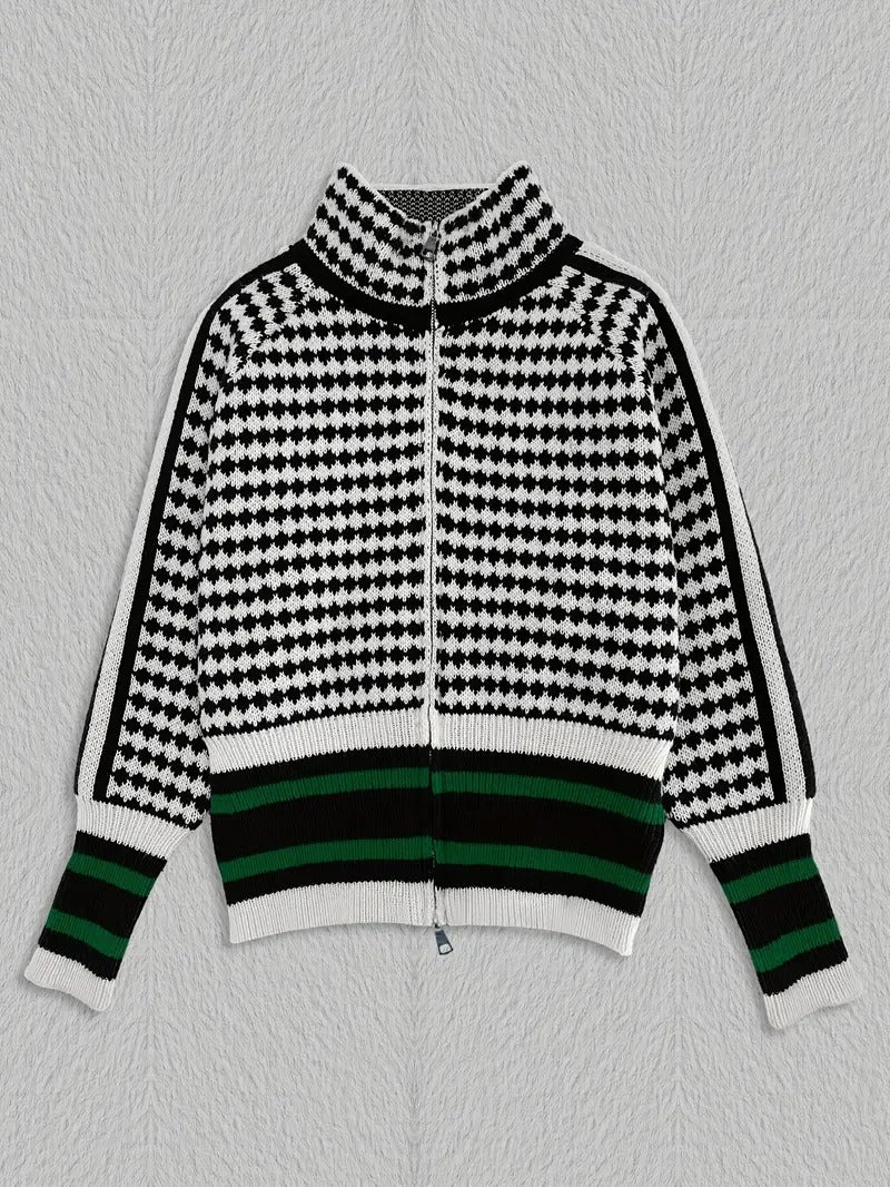 Isabella Houndstooth Zip-Up
