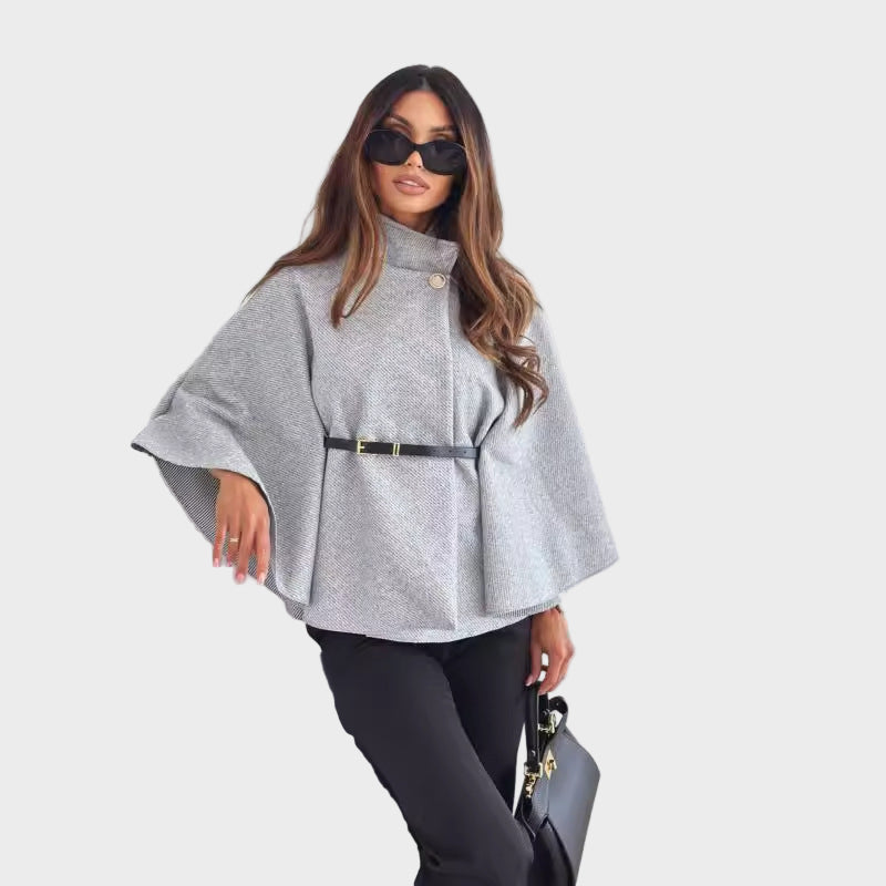 Selviora – Elegant Butterfly Sleeve Belted Jacket