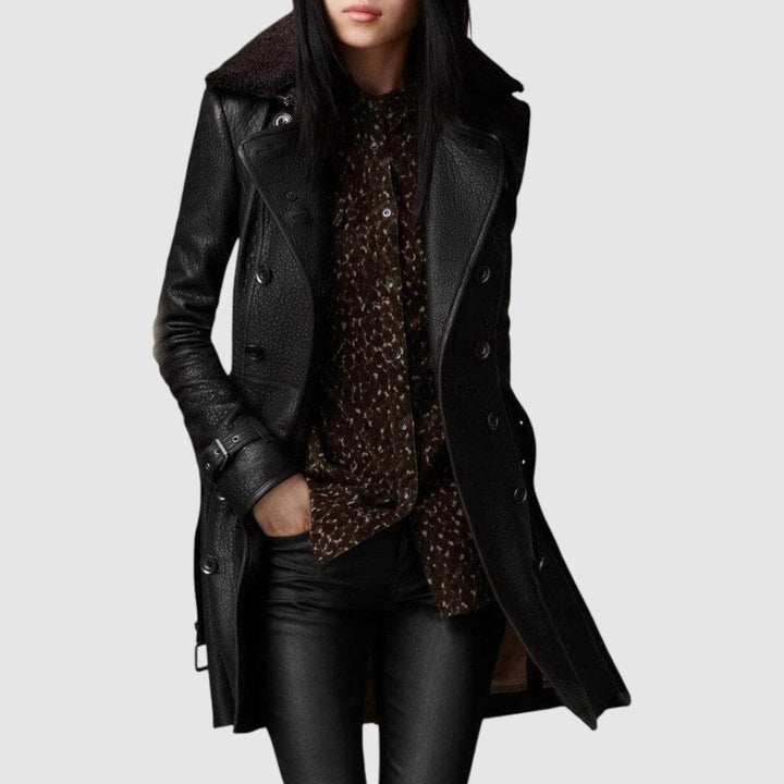 Laura – Elegant 3/4 Leather-Look Coat