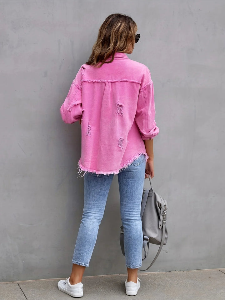 Midtown Distressed Denim Shirt Jacket