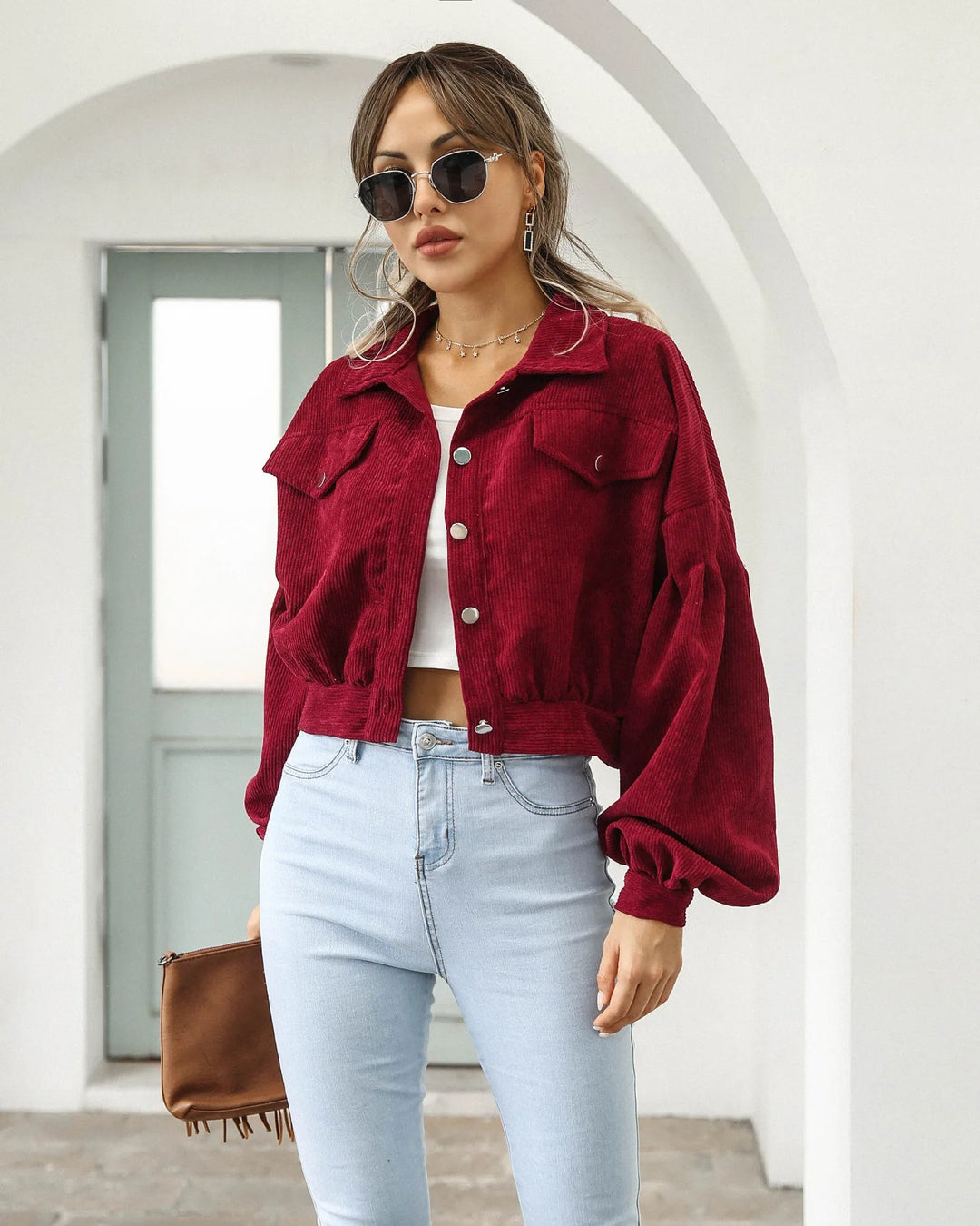 Velour Corduroy Cropped Jacket