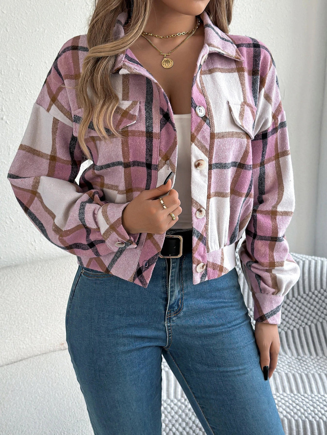 Aubrey Cropped Flannel Shacket