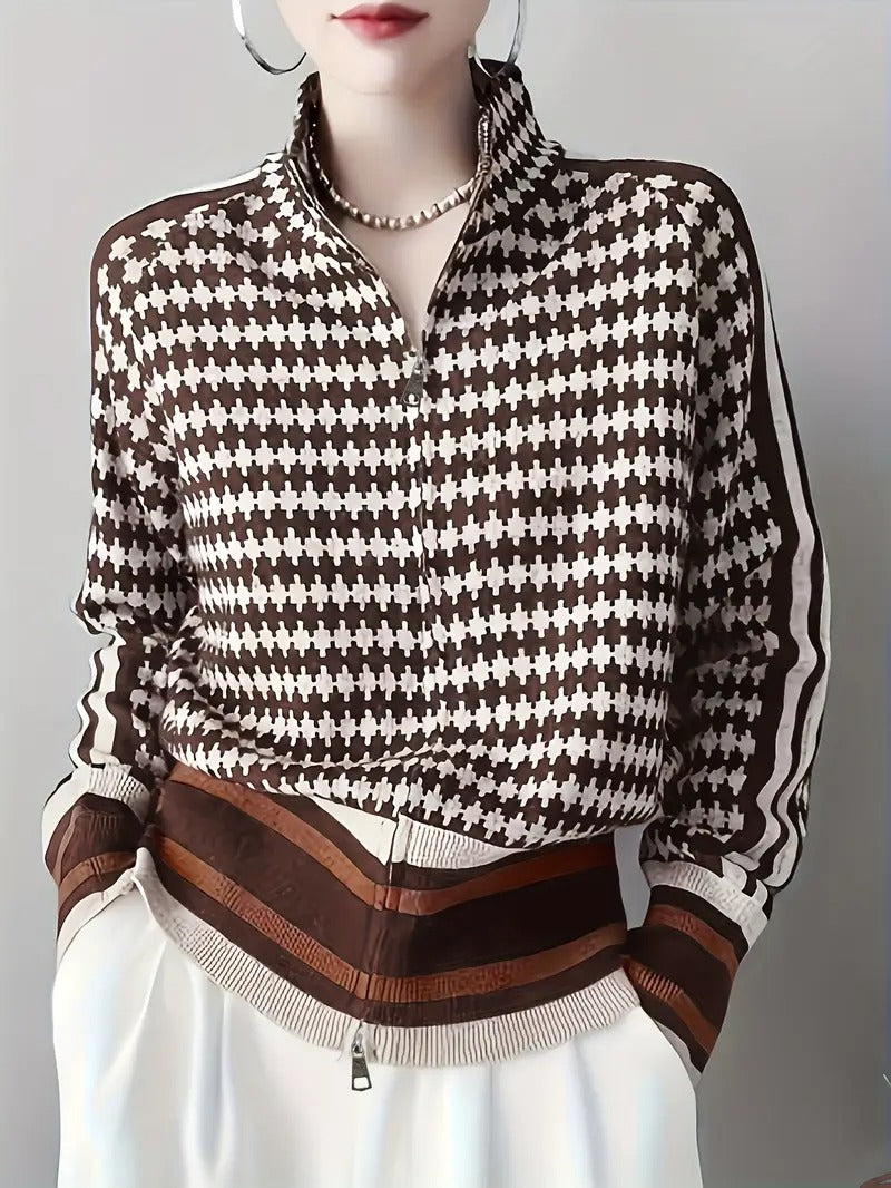 Isabella Houndstooth Zip-Up