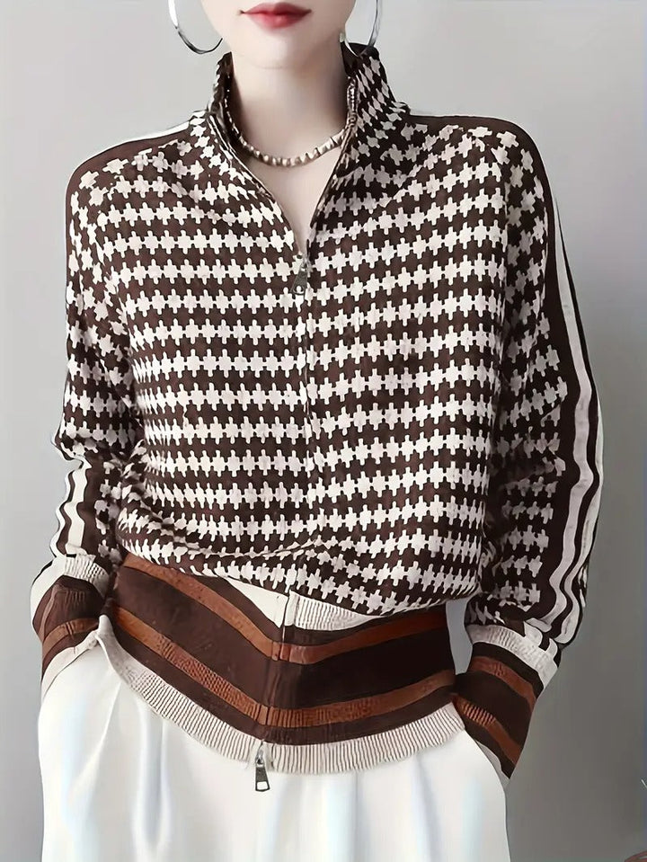 Isabella Houndstooth Zip-Up