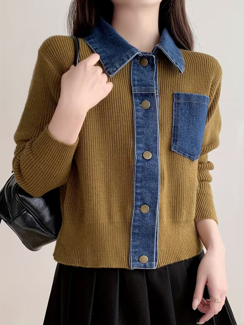 Hollis Contrast Denim Cardigan