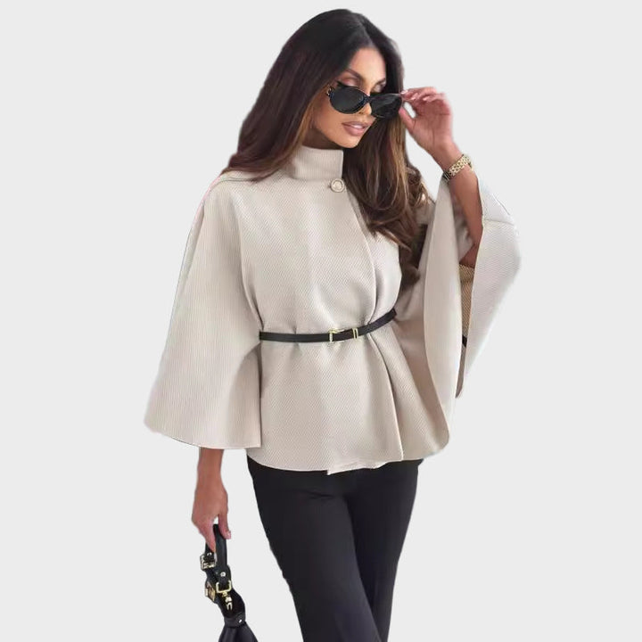 Selviora – Elegant Butterfly Sleeve Belted Jacket
