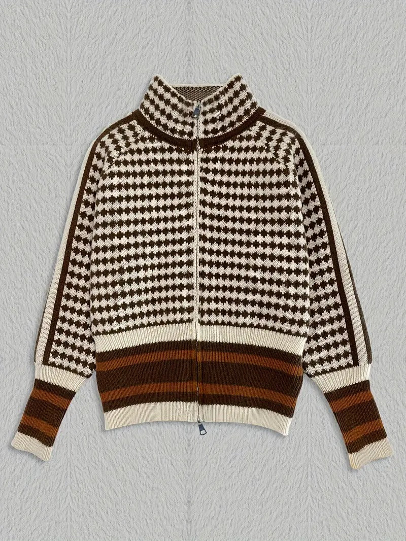 Isabella Houndstooth Zip-Up