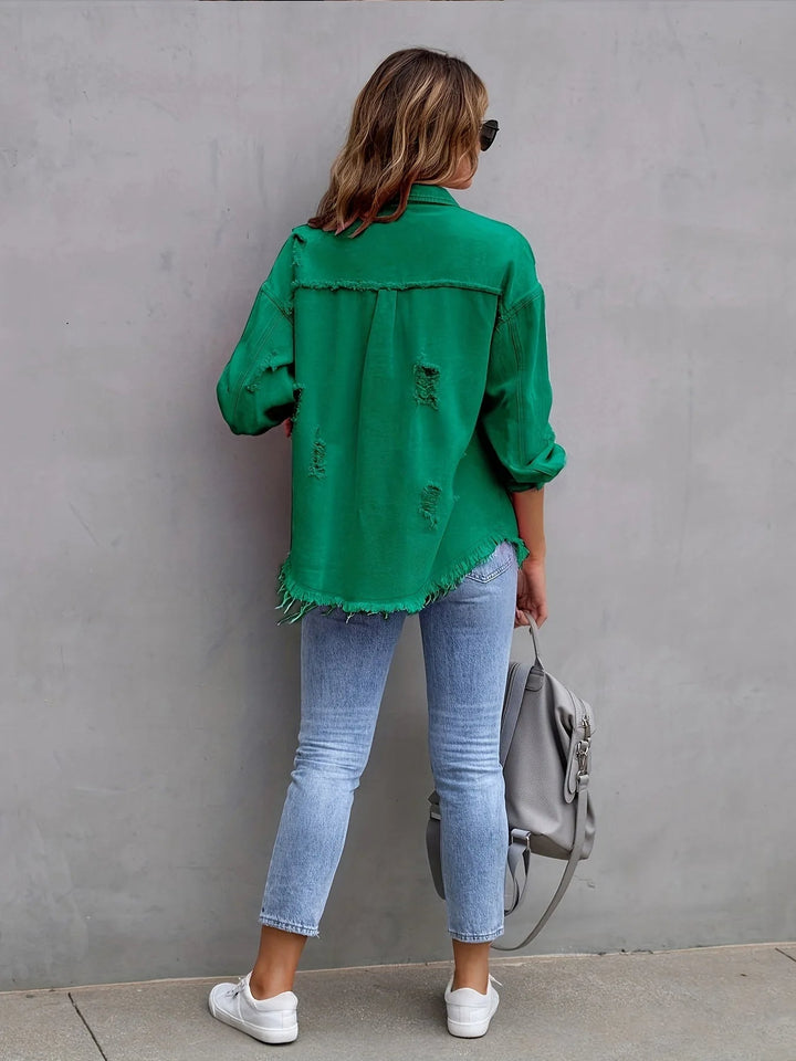Midtown Distressed Denim Shirt Jacket