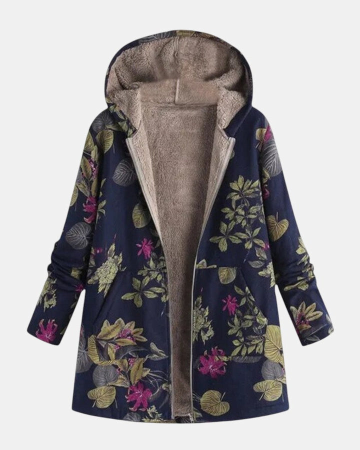 Aurora – Navy Floral Print Coat