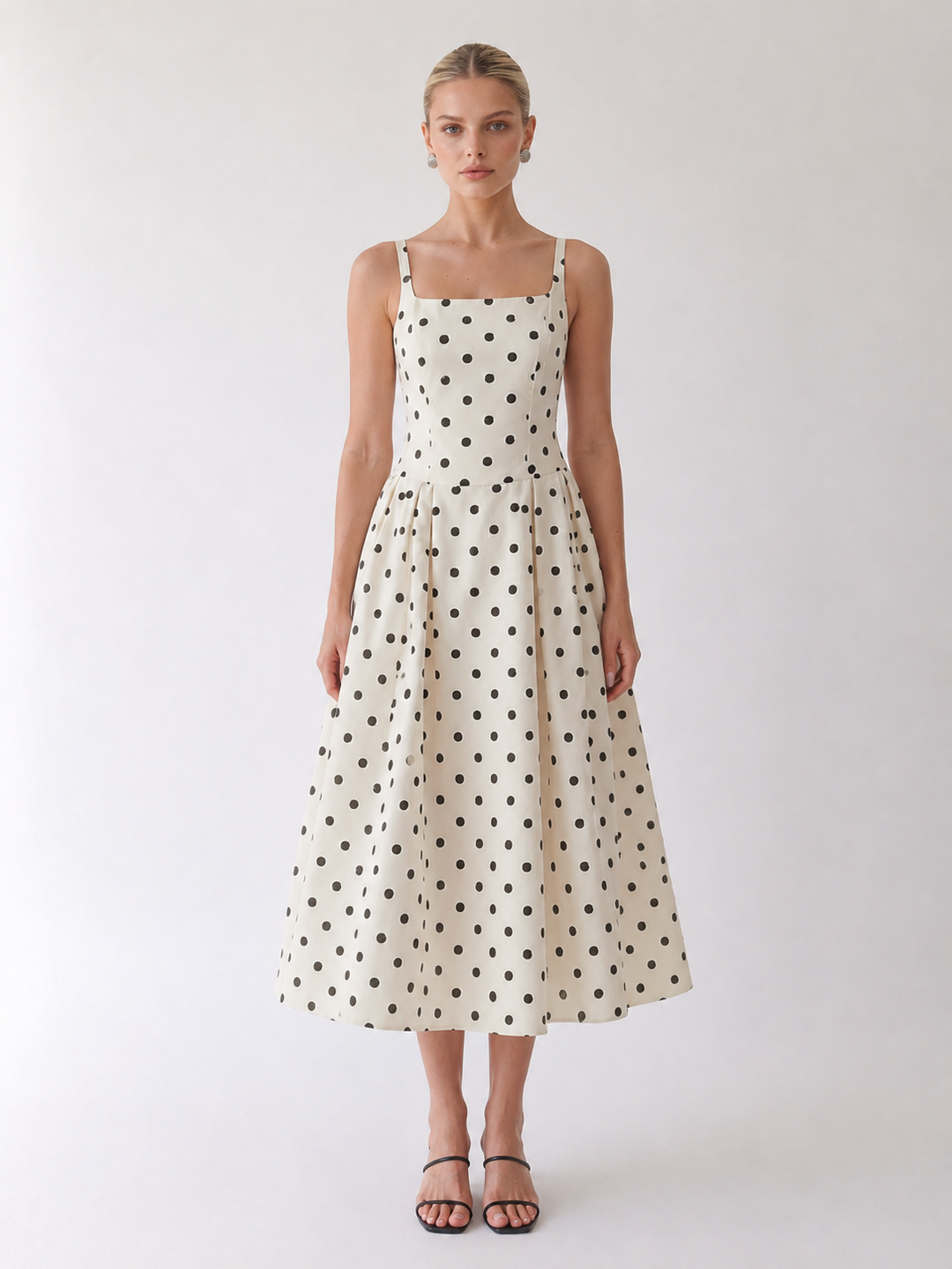 Anna | Polka Dot Midi A-Line Dress