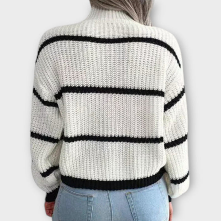 Chavala - Sweter z golfem w paski