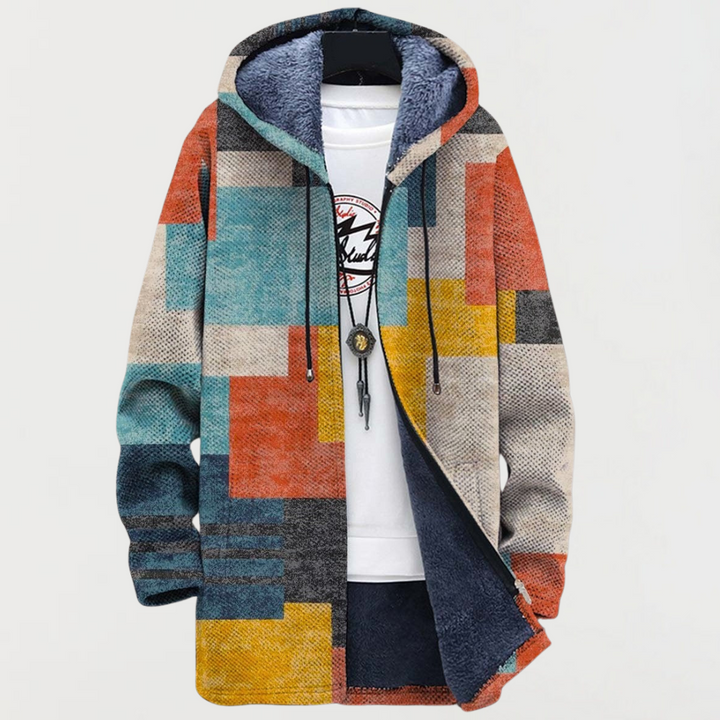 Geometric Colour Block Hooded Jacket
