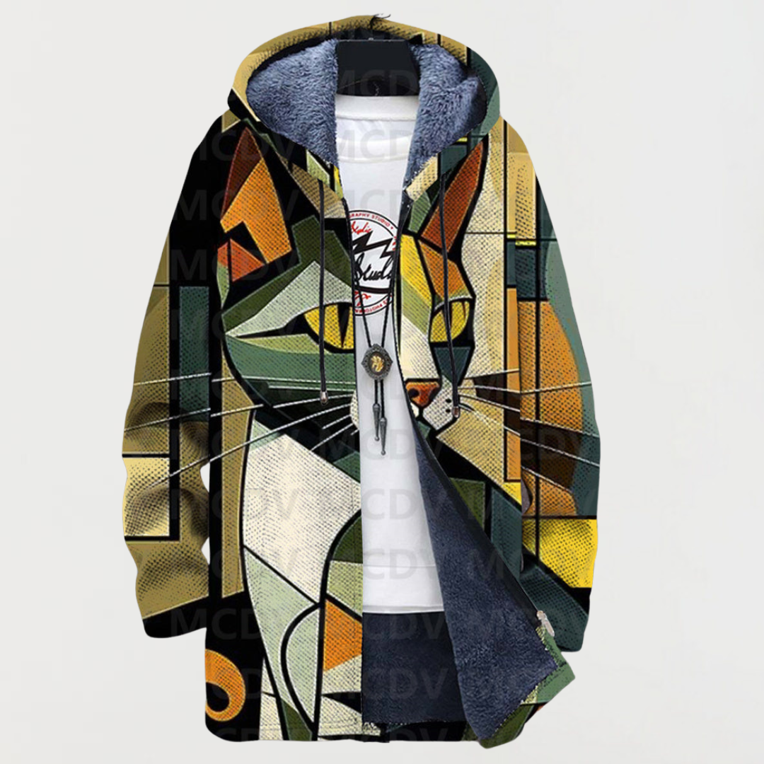 Geometric Cat Stained Glass Cardigan