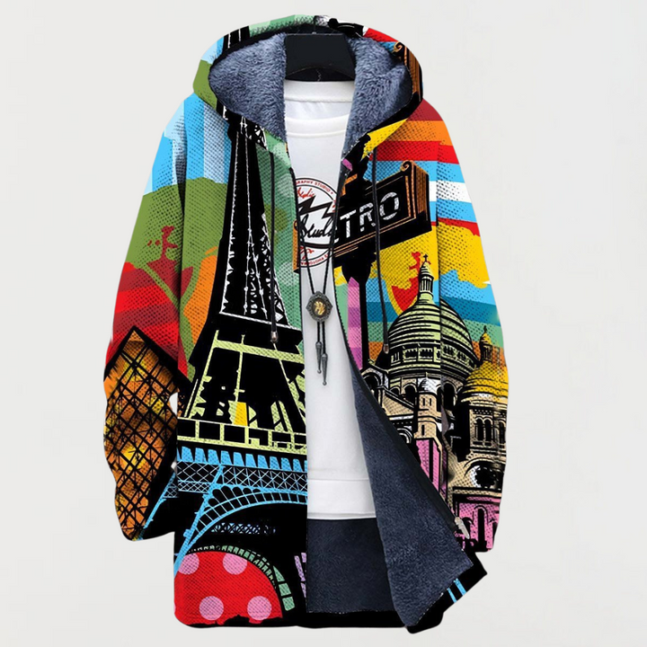 Paris City Print Hooded Sweatshirt