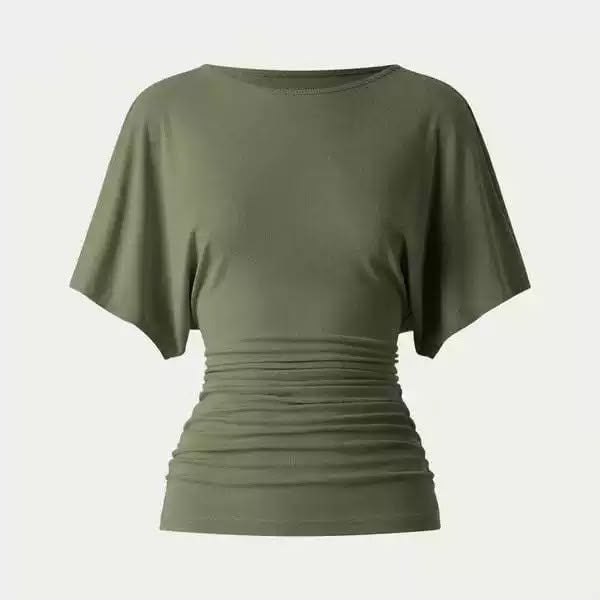 Everyday Ruched Boatneck Batwing Top