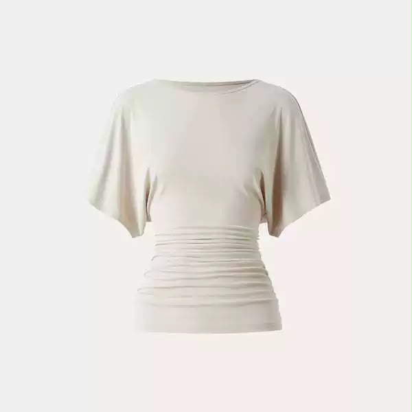 Everyday Ruched Boatneck Batwing Top