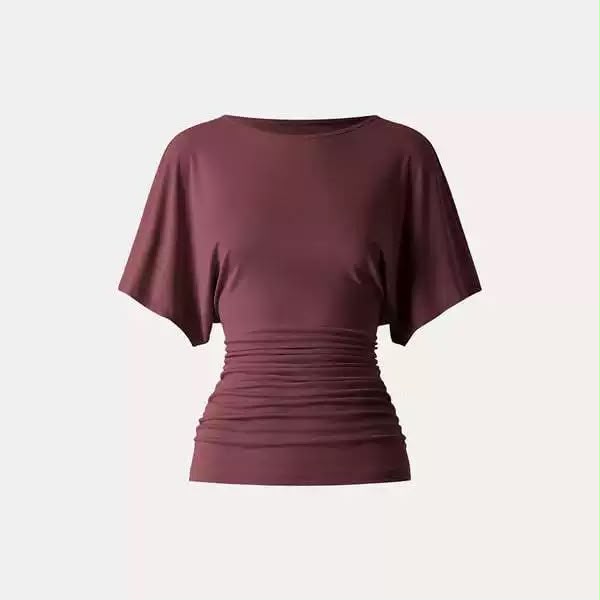 Everyday Ruched Boatneck Batwing Top