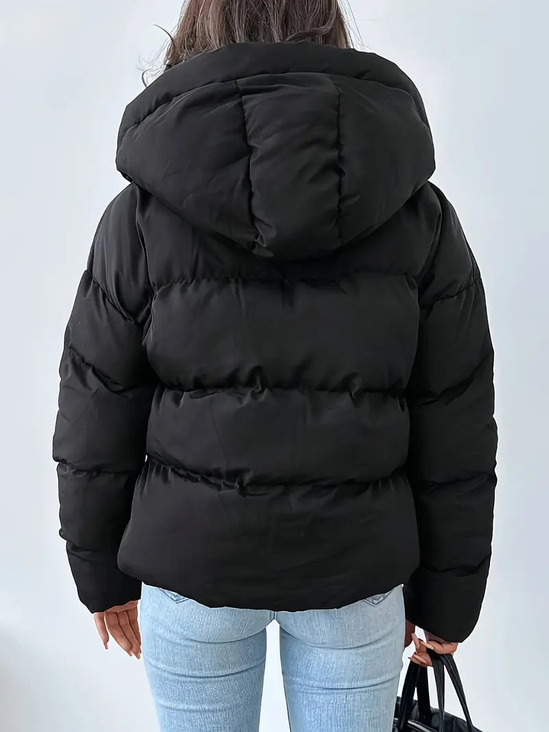 Black Zip-Up Puffer Jacket