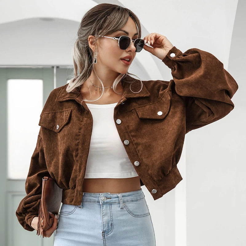 Velour Corduroy Cropped Jacket