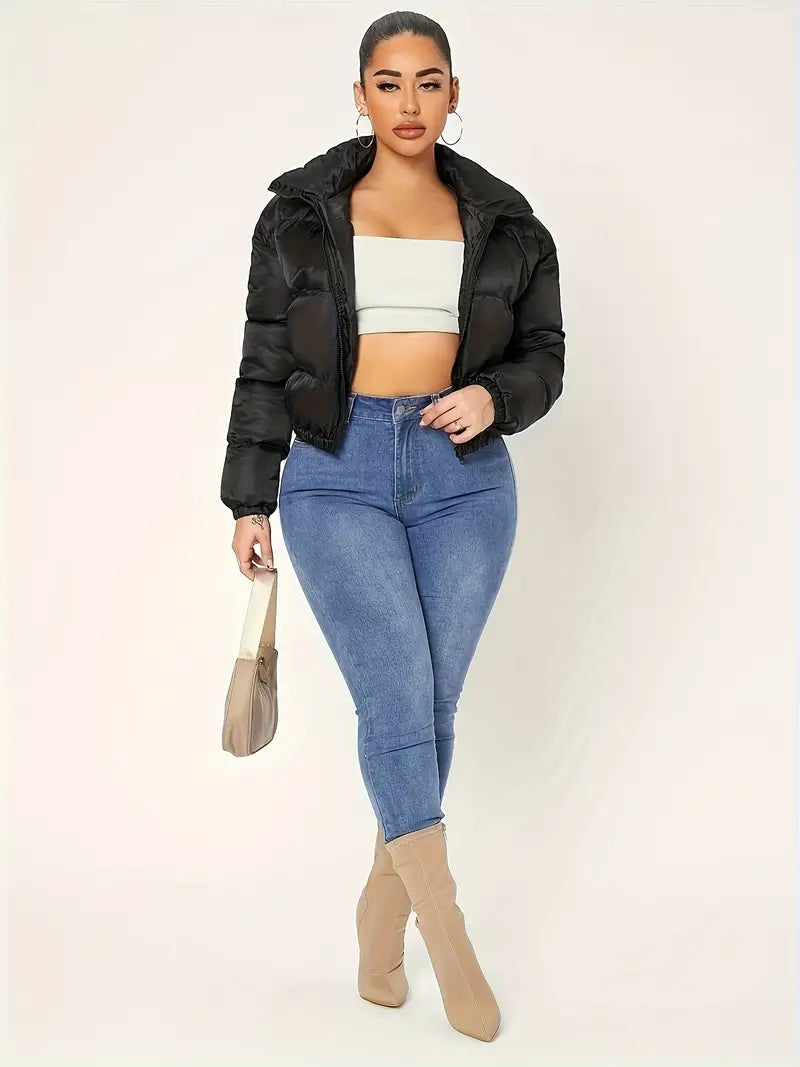 Long Sleeve Short Length Zipper Jacket