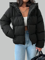 Black Zip-Up Puffer Jacket