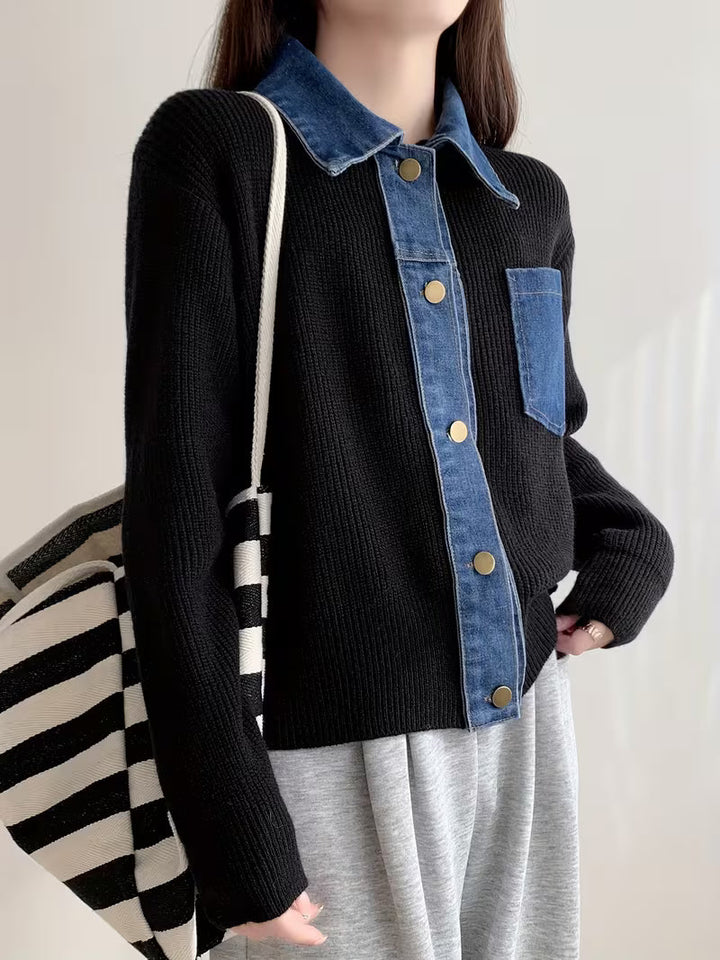 Hollis Contrast Denim Cardigan