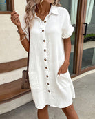 Robe Boutonnée En Lin Avec Poches