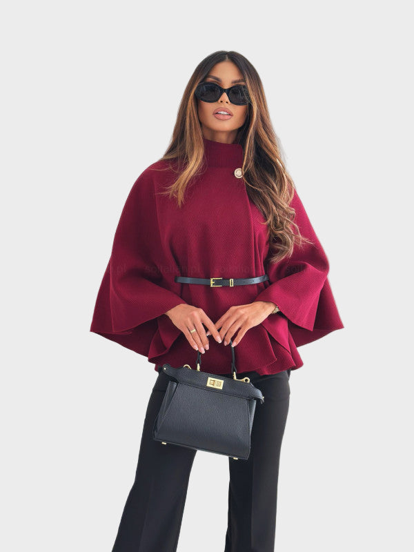 Selviora – Elegant Butterfly Sleeve Belted Jacket