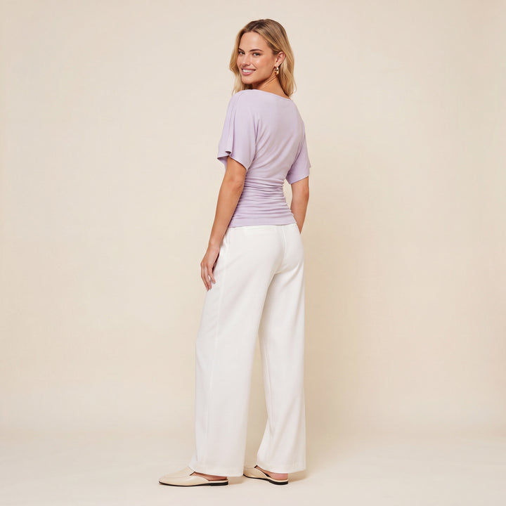 Everyday Ruched Boatneck Batwing Top