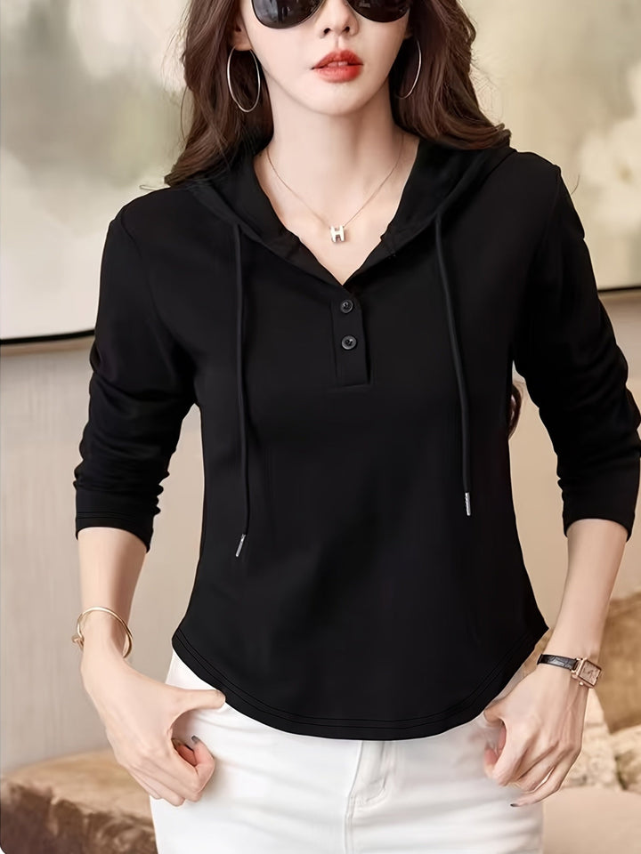 Cassia Henley Hoodie Top