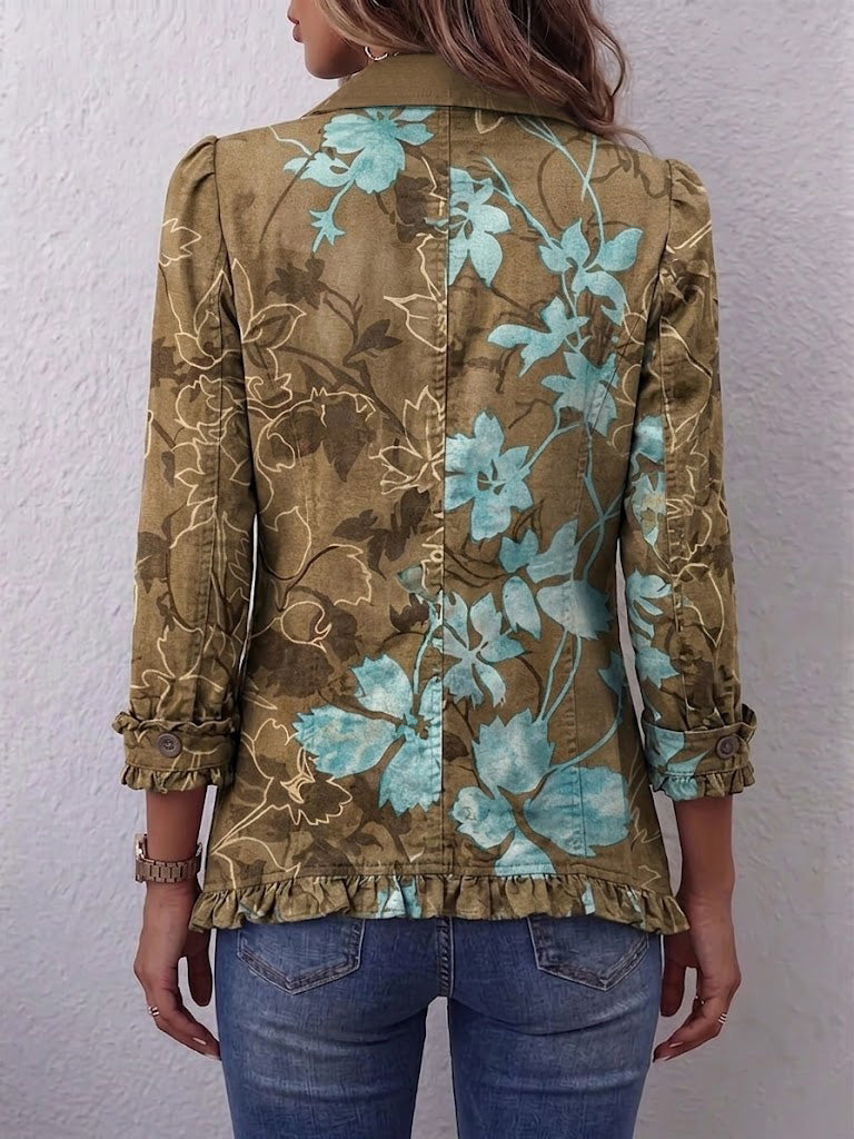 Lilia | Boho Vintage Floral Gradient Ruffle Jacket