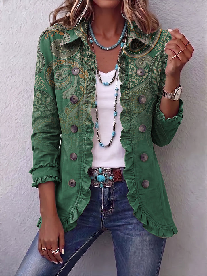 Aria | Boho Paisley Print Ruffled Jacket