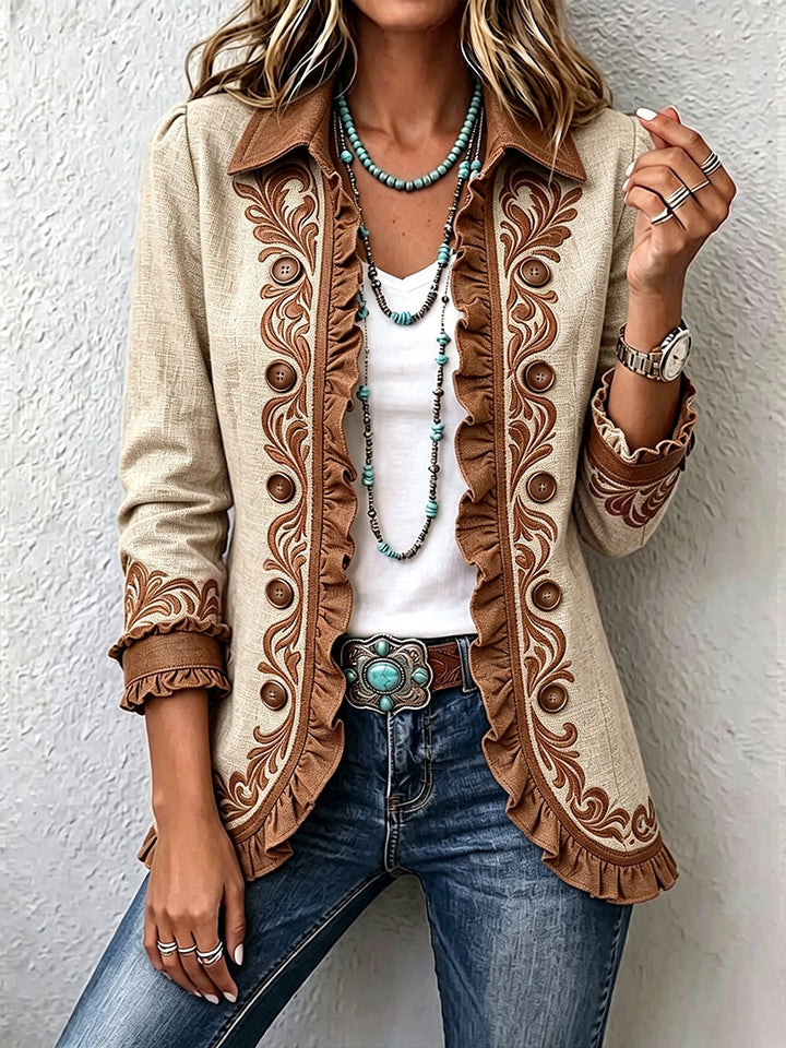 Scarlett | Vintage Bohemian Floral Ruffle Jacket