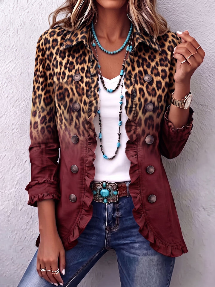 Emma | Leopard Ombré Ruffle Jacket