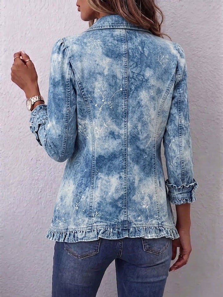 Sofia | Boho Vintage Botanical Print Ruffle Jacket