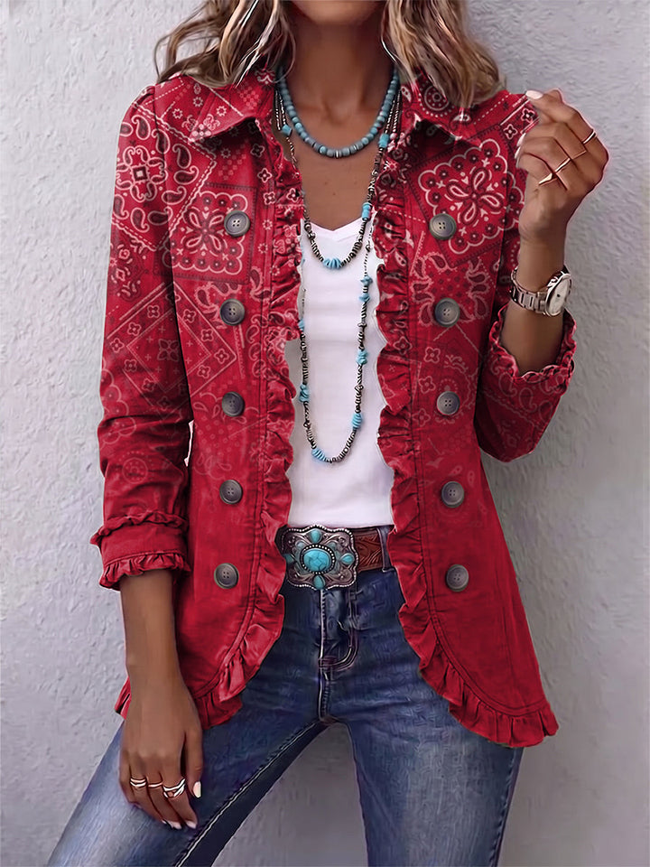 Riley | Boho Paisley Ombré Print Ruffled Jacket