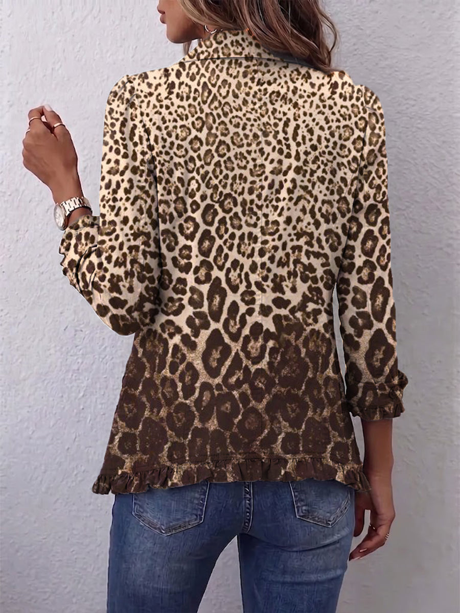 Abigail | Leopard Print Ruffle Jacket