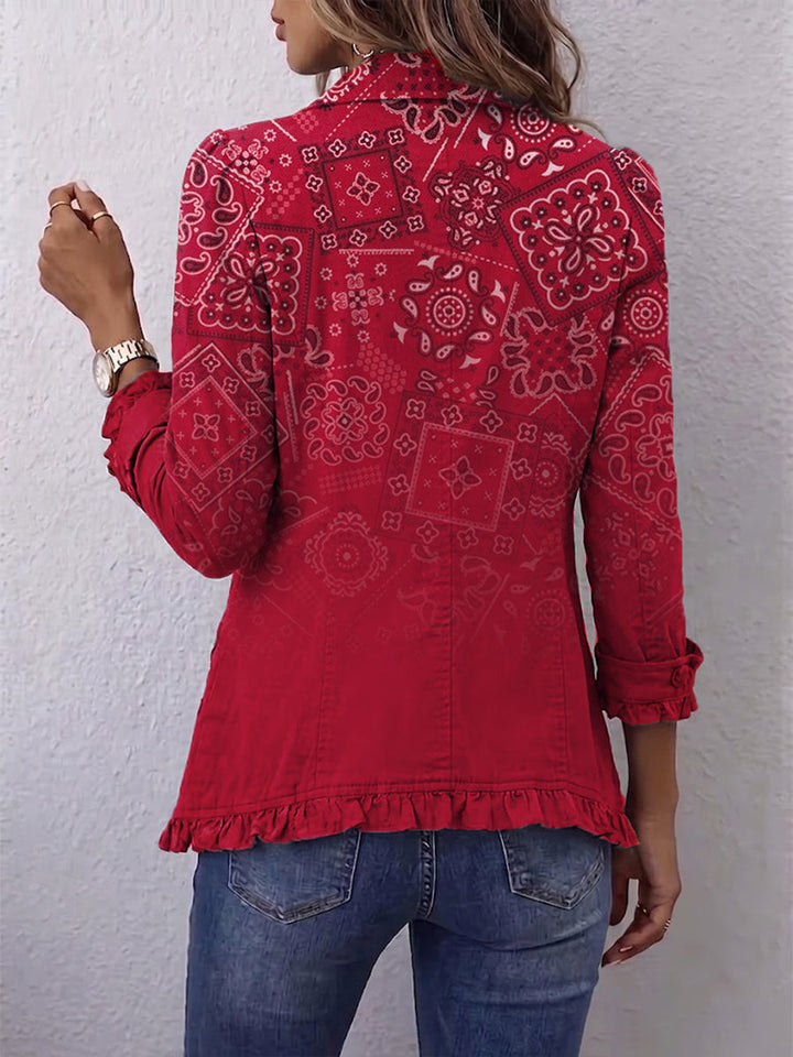 Riley | Boho Paisley Ombré Print Ruffled Jacket