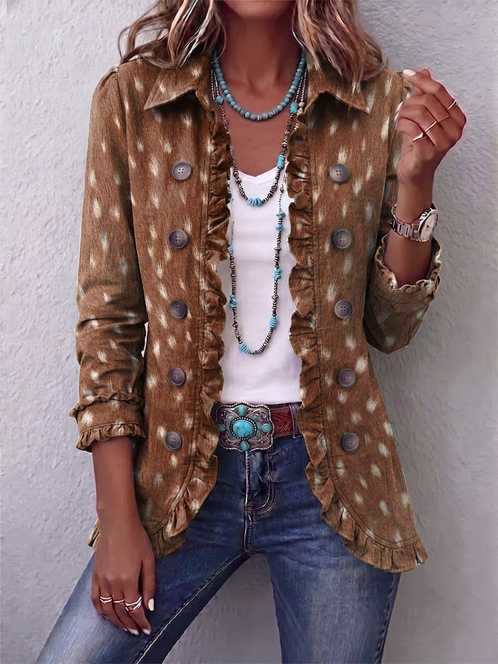 Layla | Boho Animal Print Ruffle Jacket