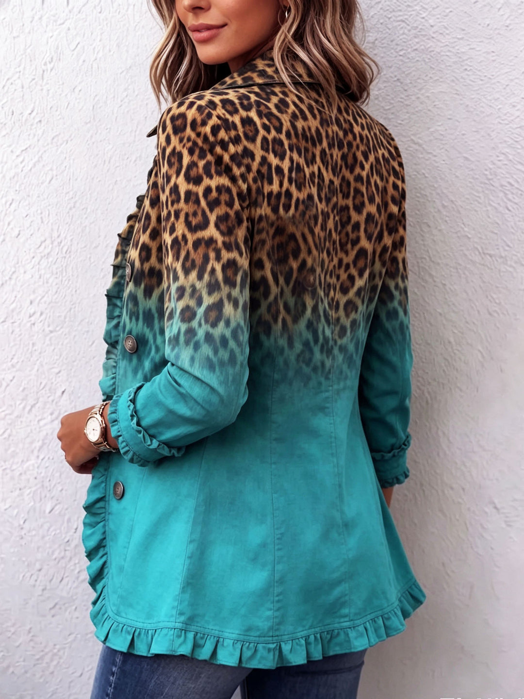 Emma | Leopard Ombré Ruffle Jacket
