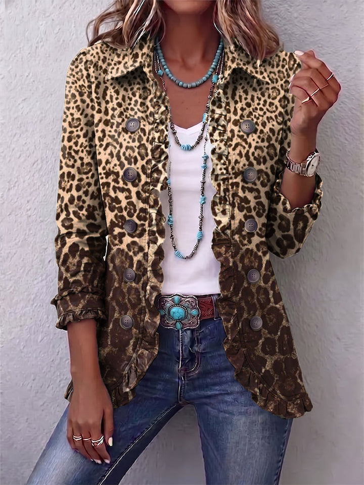 Abigail | Leopard Print Ruffle Jacket