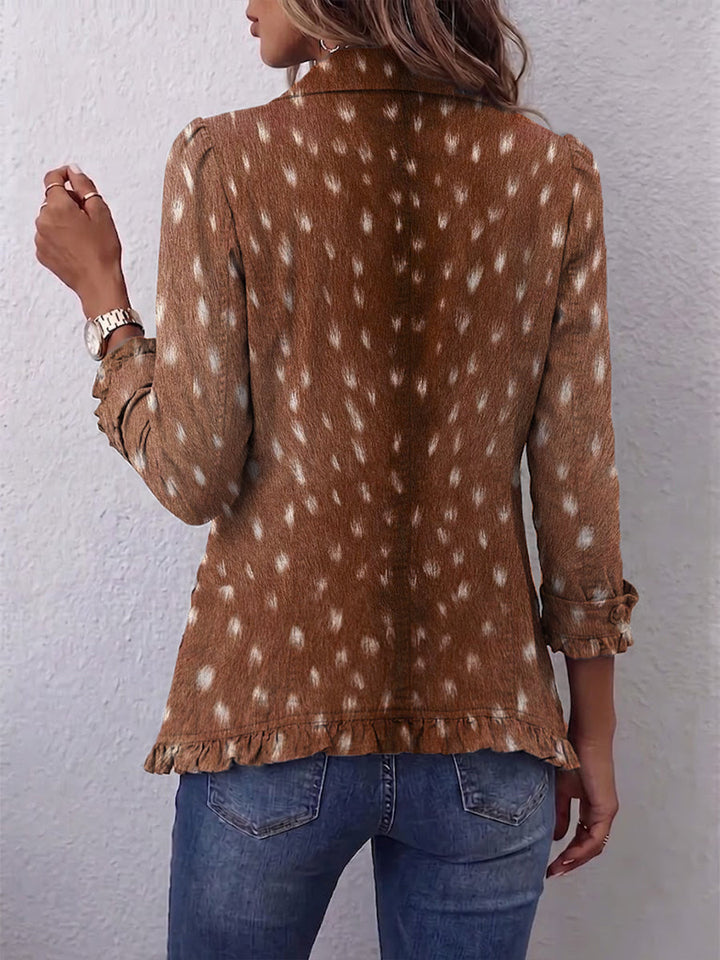 Layla | Boho Animal Print Ruffle Jacket